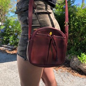 Authentic Cartier Maroon Red Leather Crossbody Purse